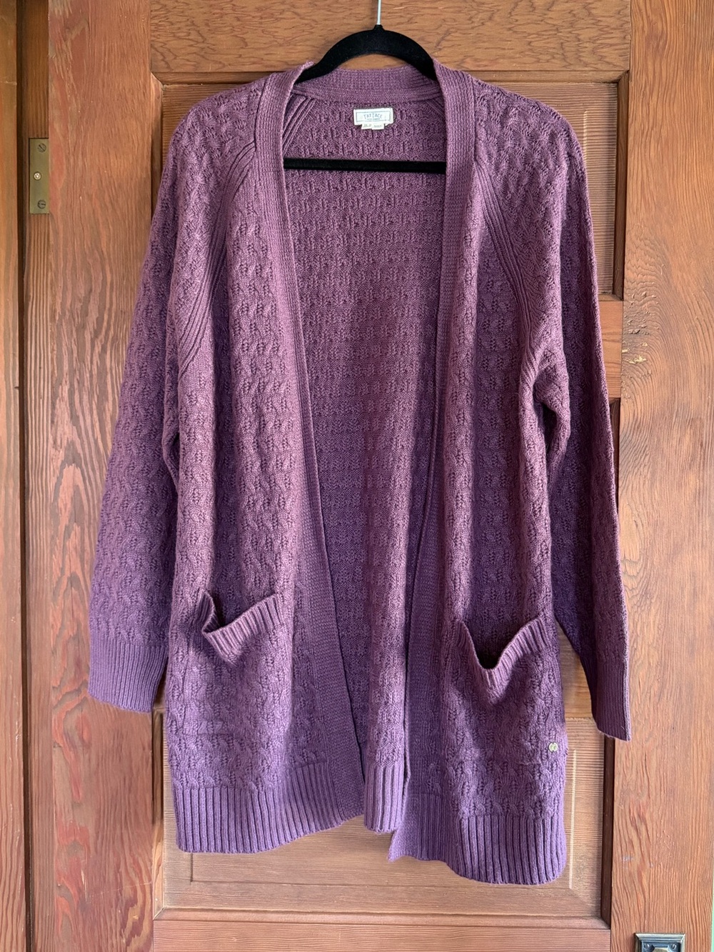 Fat Face Dark Purple Knit Open Front Cardigan Sweater Sz 10